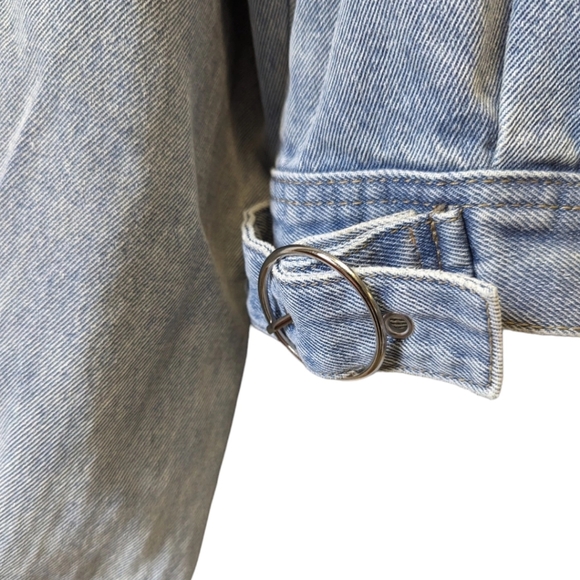 Pink Lily Vintage Denim Jacket One of a kind Sz Medium Meto inspired crop - Picture 7 of 10